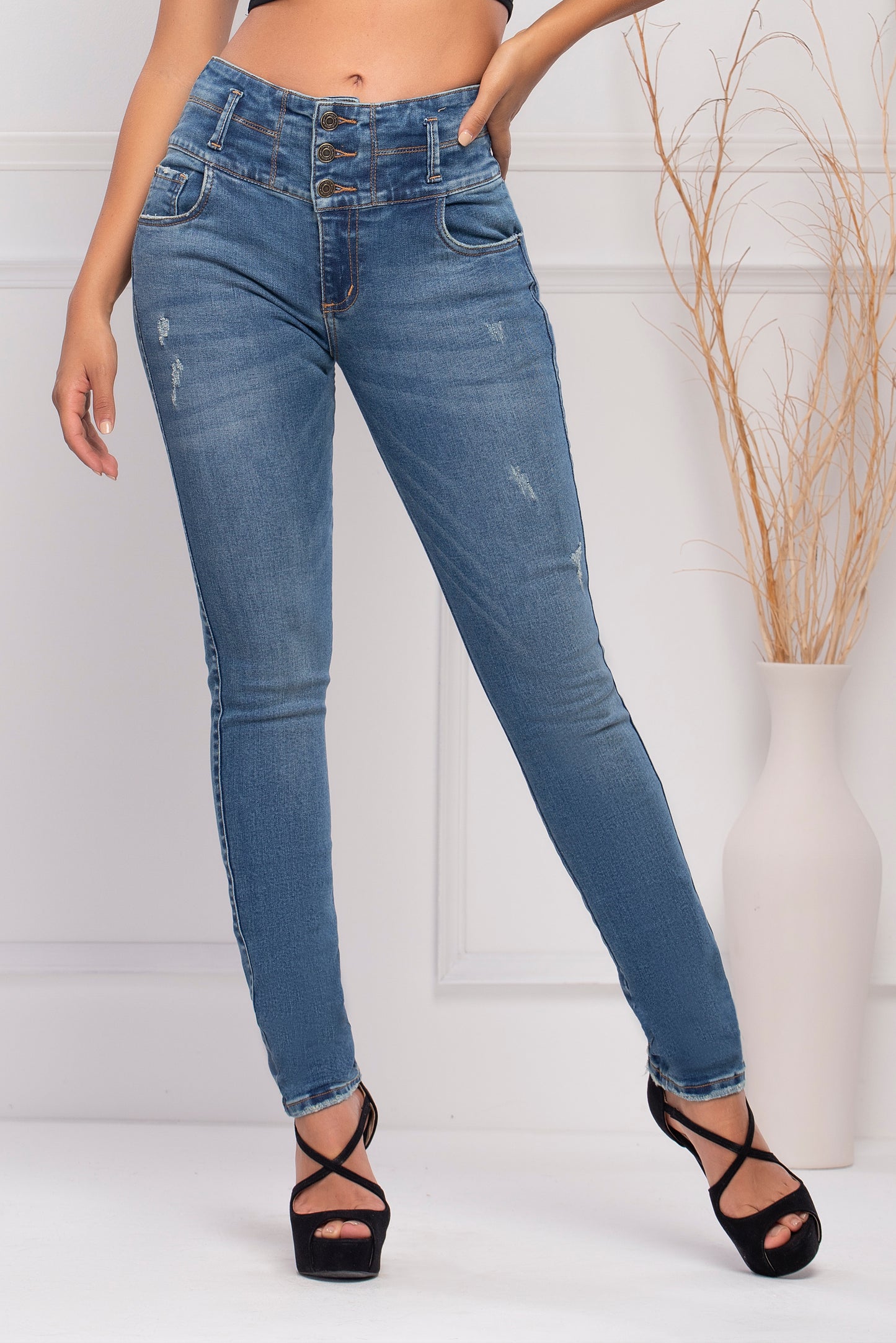 Coogee  Push Up Jeans - Hight Waisted - Tummy Control - Mid Blue