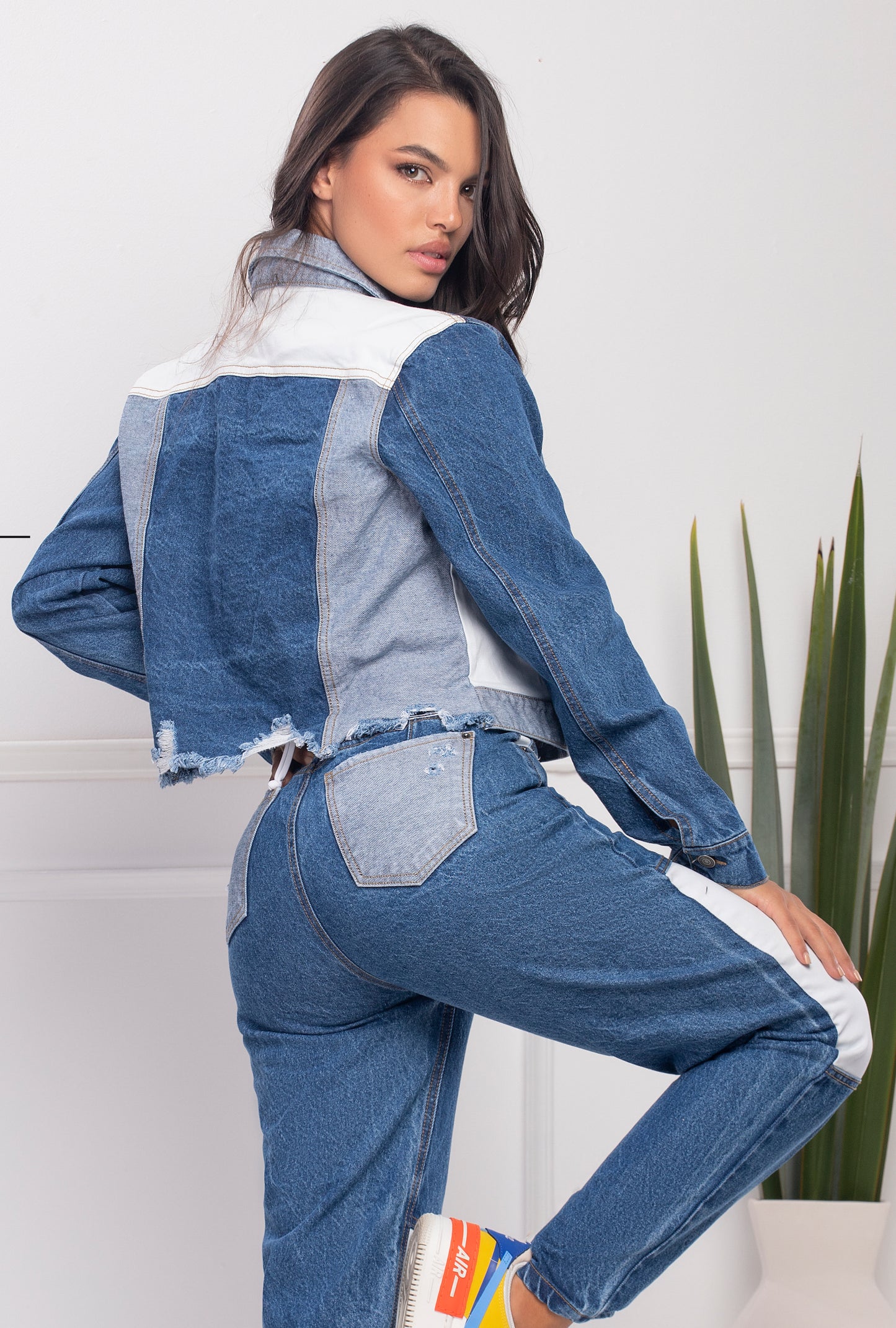 Withehaven Jacket Jeans - Patchwork - Blue & White