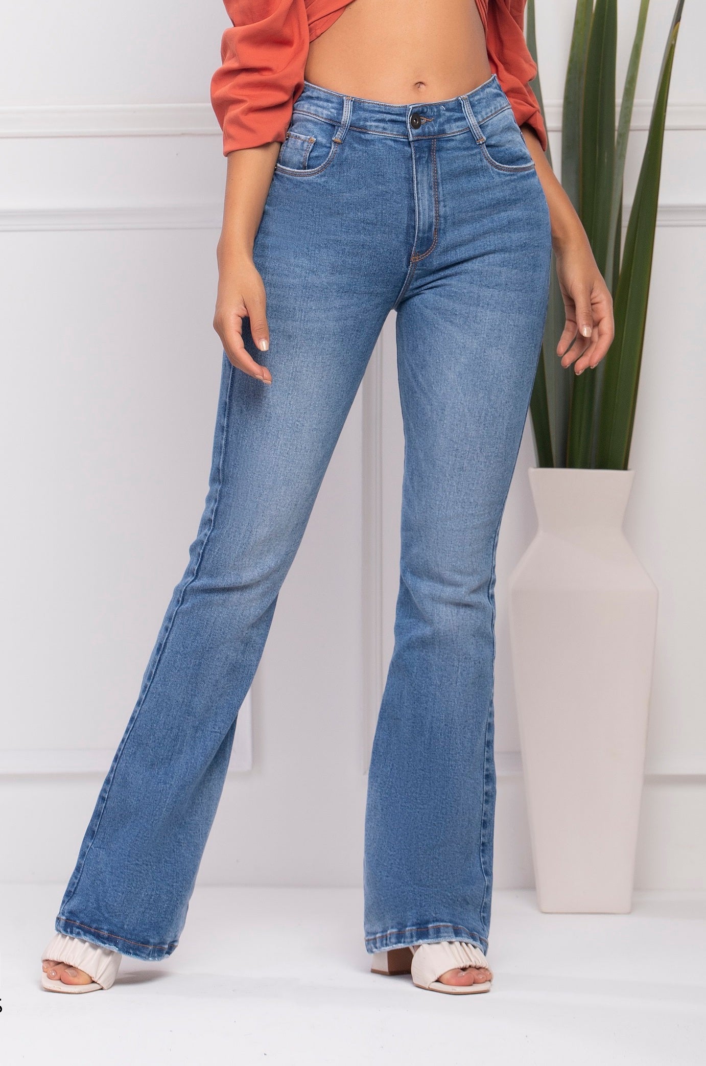 Nicole Push Up Jeans - Hight Waist - Mid Blue