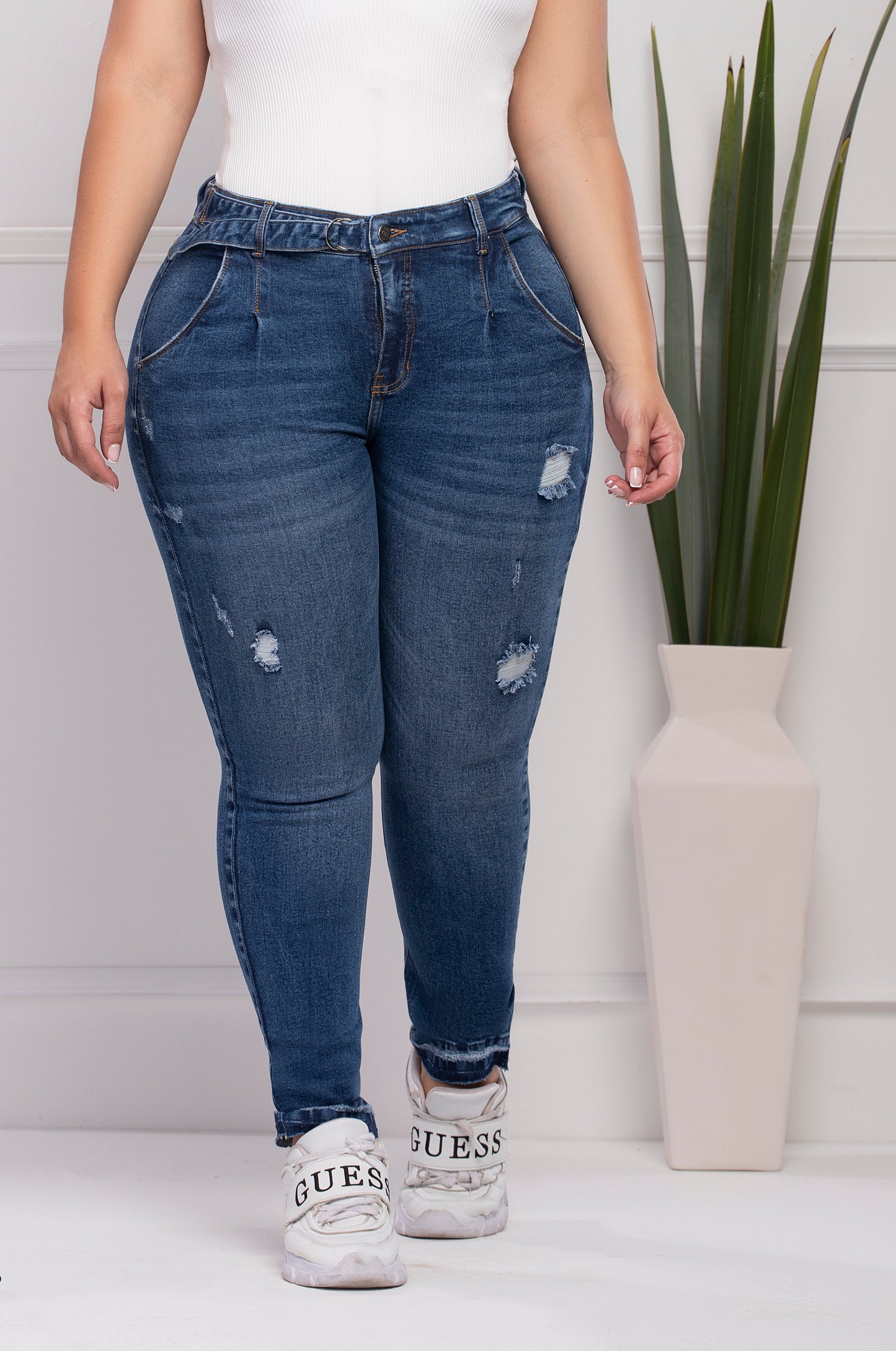 Bells  Push Up Jeans - (Curvy) -Mide Rise - Blue